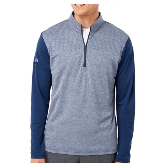adidas Men's Heather Block Print Quarter-Zip Pullover, XL - Picture 1 of 6
